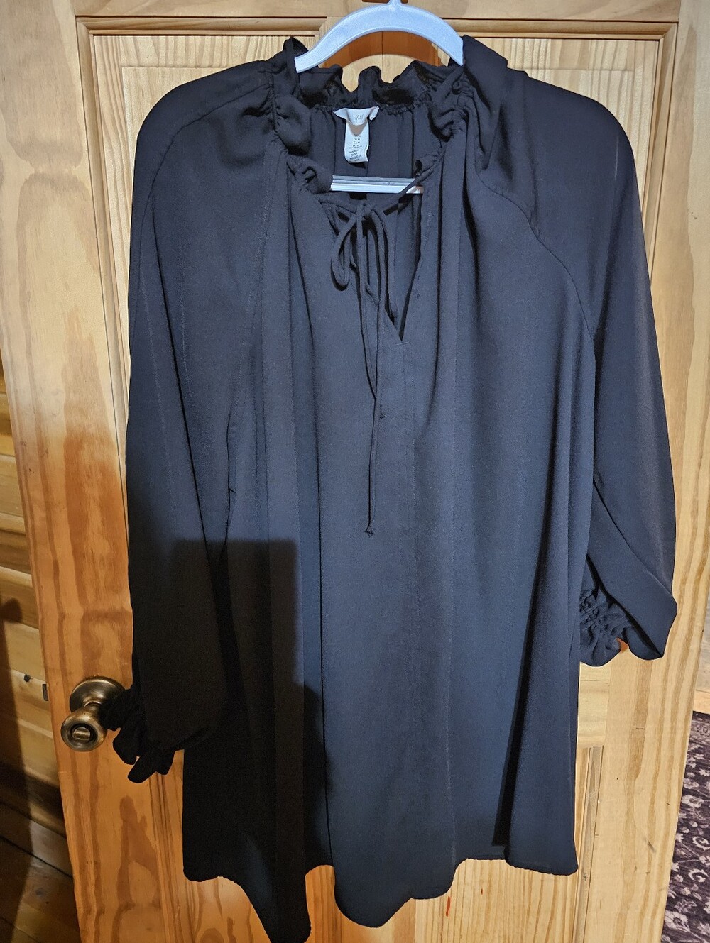 H&M Black Ruffle Neck Long Sleeve Mini Dress Women’s Medium